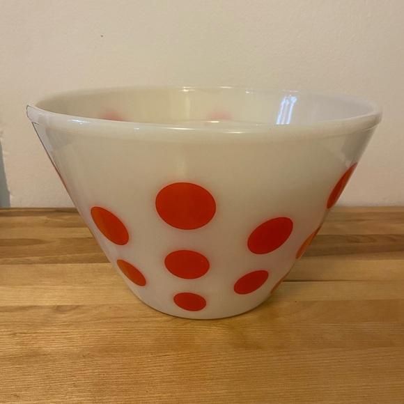 Fire King Oven Ware White Bowls with Red Polka Dots - Picture 2 of 10